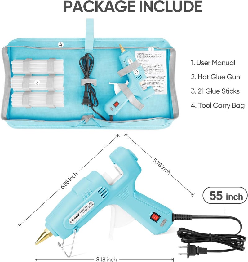 ROMECH Full Size Hot Glue Gun with 60/100W Dual Power and 21 Hot Glue Sticks (7/16"), Fast Preheating Heavy Duty Industrial Gluegun with Storage Case for Crafting, DIY and Repairs (Cyan) - Image 5